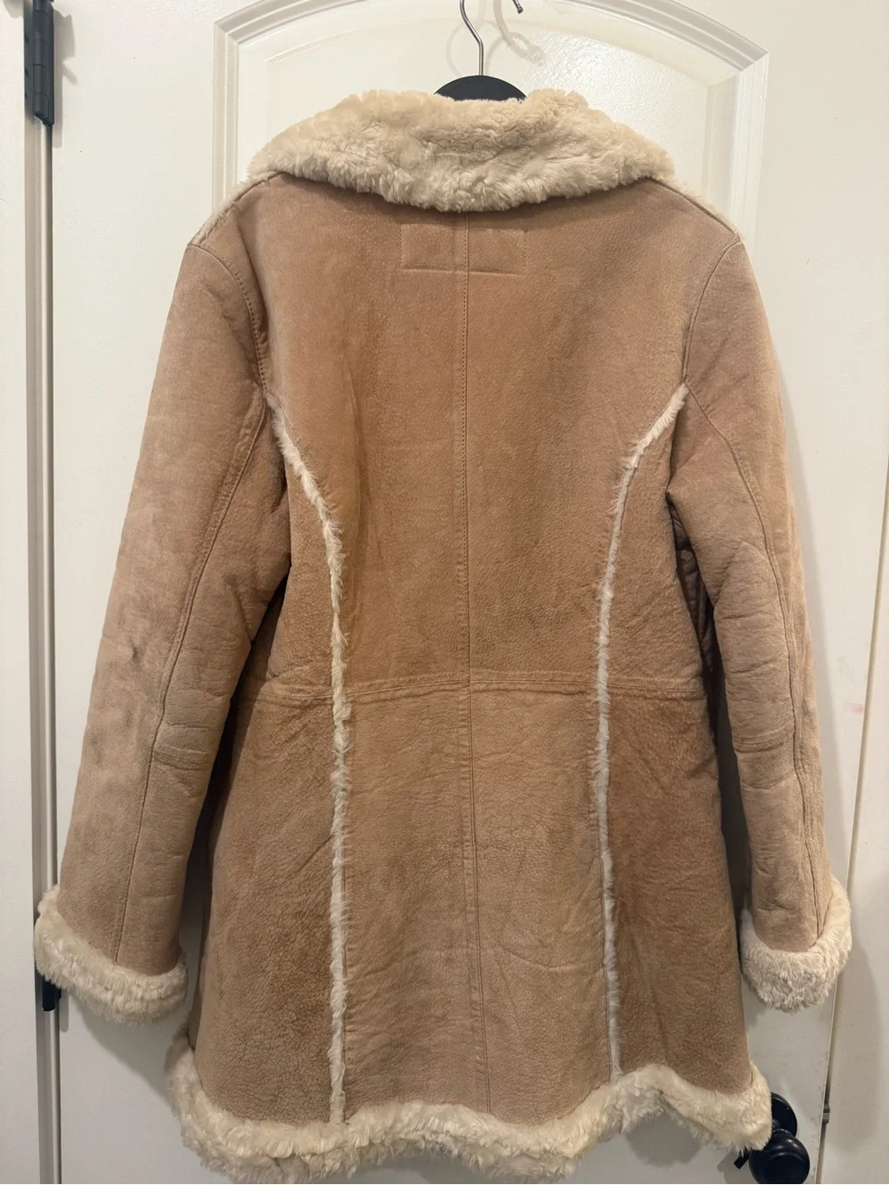 Vintage Steve Madden Genuine Leather Shearling Coat Tan Small
